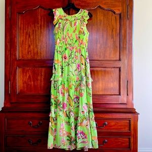 Banjanan vibrant floral print 100 percent cotton maxi sundress.  Worn once.